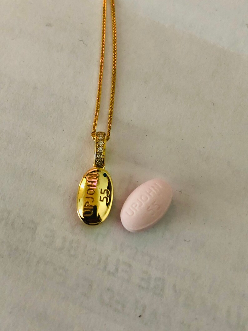 Real 18K Solid UPJOHN 55 Xanax Gold Charm Pendant With | Etsy