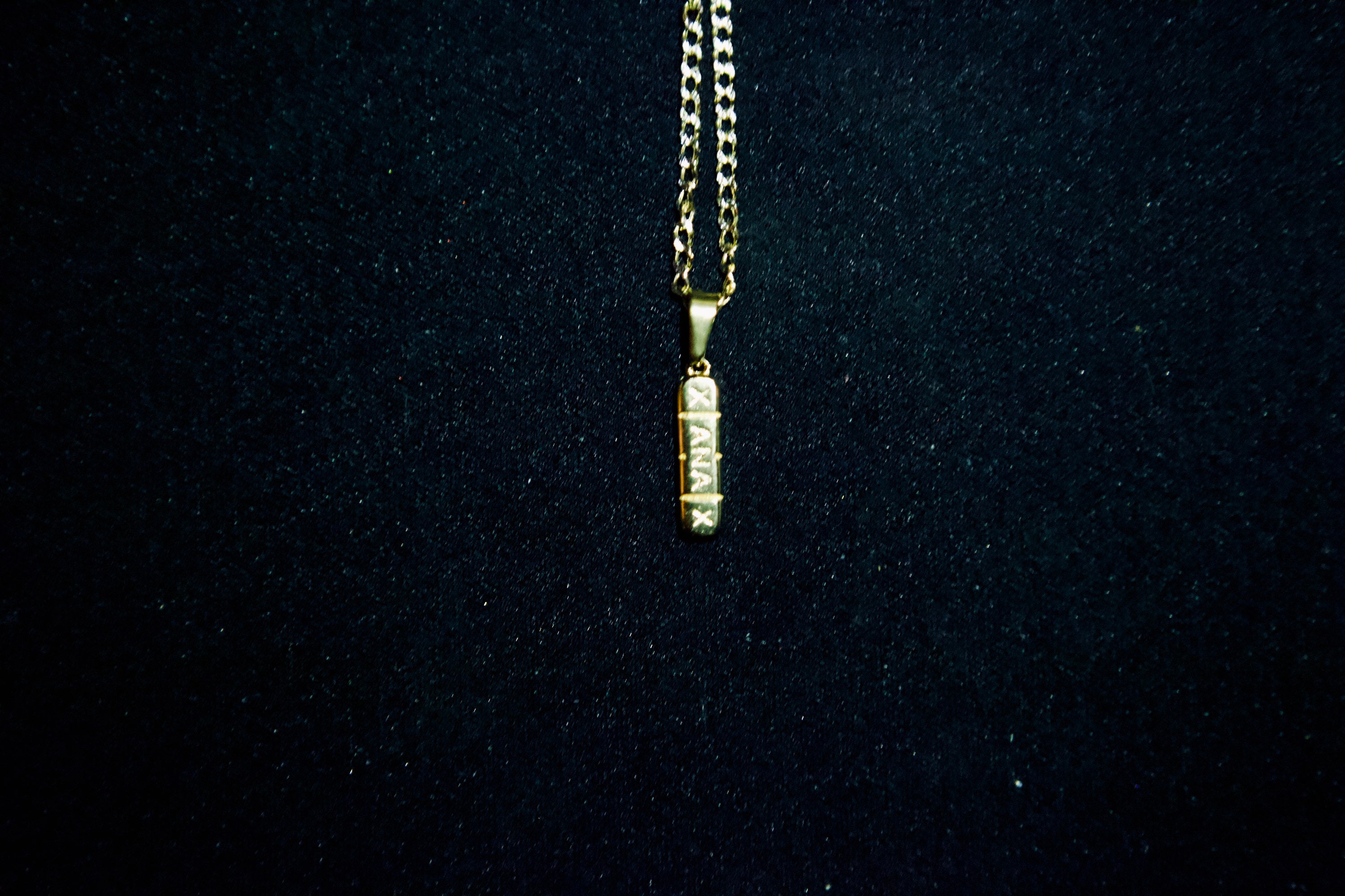Solid 18k yellow gold plated Xanax pendant with necklace. Anti Etsy