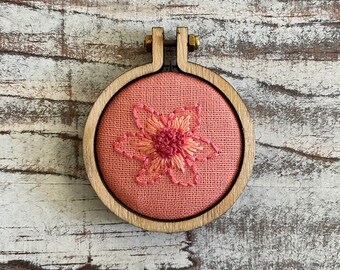 Embroidered Monochromatic Pink Flower Necklace, Embroidered Jewelry, Flower Necklace, Floral Jewelry, Necklace