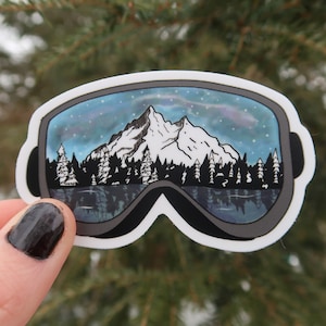 Autocollant en vinyle pour lunettes de ski, scène de montagne, parfait pour tout skieur, snowboarder ou amateur de sports d'hiver