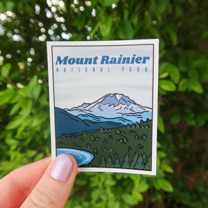 Mount Rainier National Park in Washington Vinyl Sticker. Perfect for any hiker, traveler or adventurer.