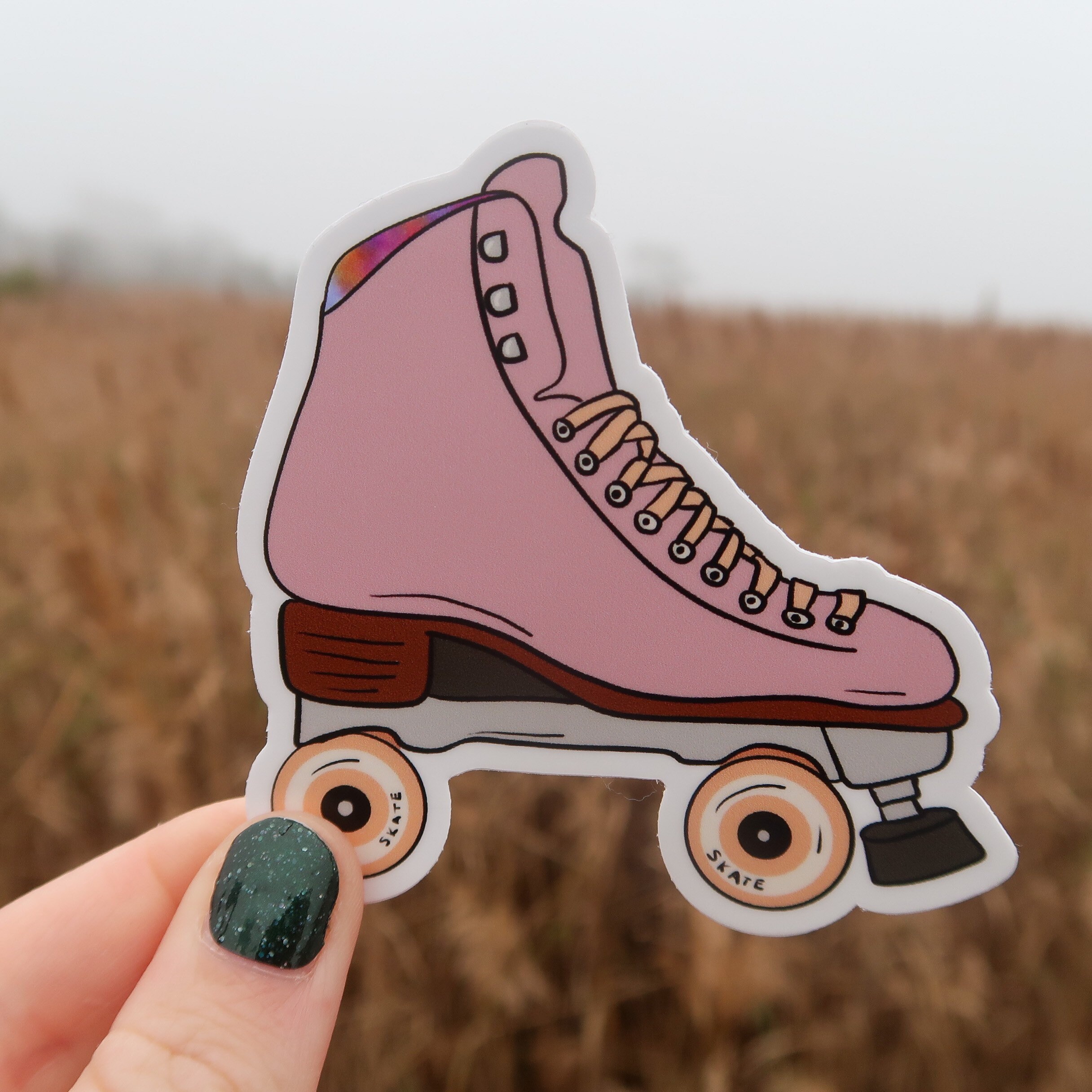 Vintage Roller Skate Vinyl Sticker Featuring Retro Pink Skate. Etsy