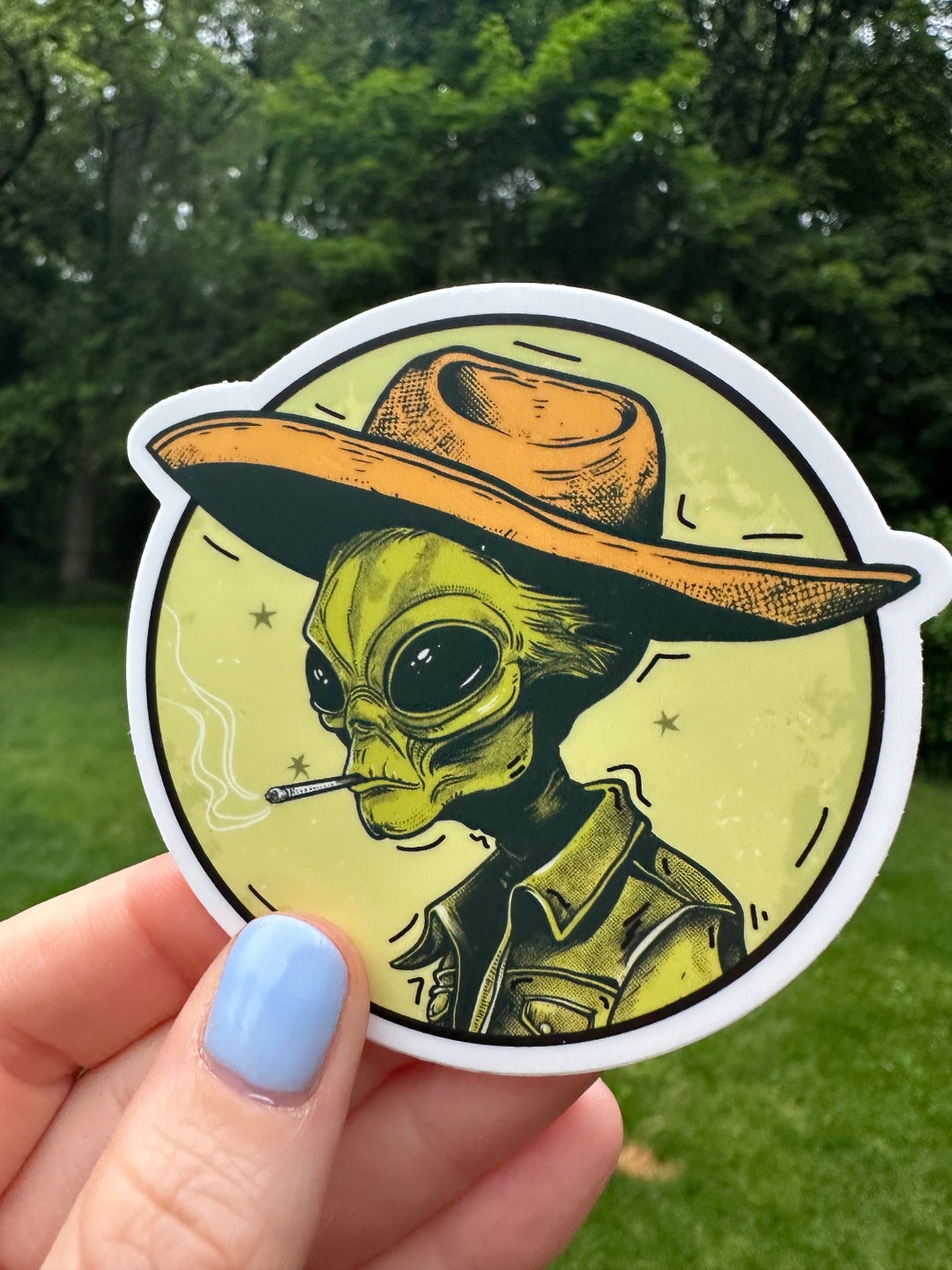 Cowboy Alien Smoking Vinyl Sticker Perfect for Any Outer Space Lover - Etsy