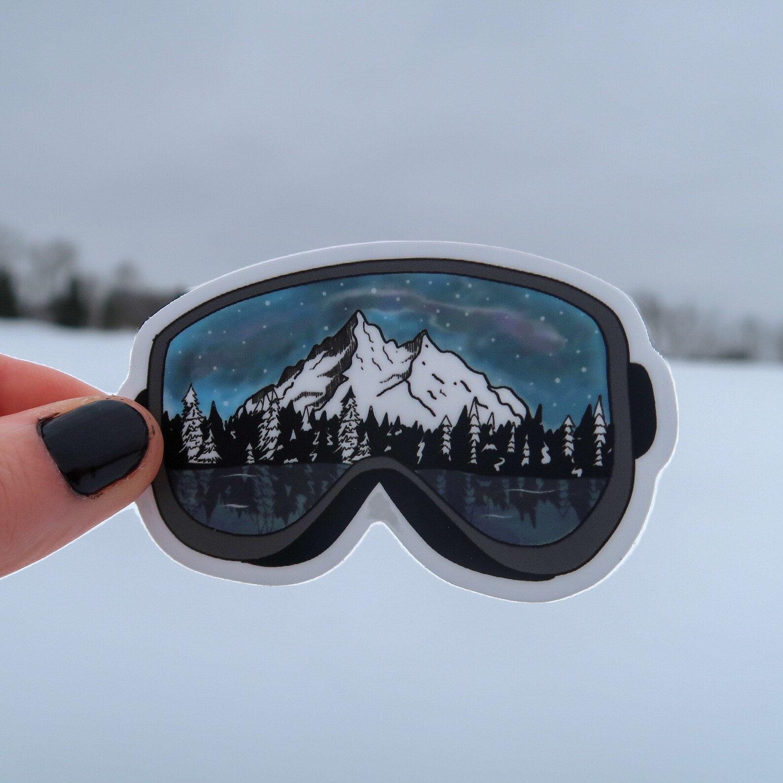 Ski Goggle Mountain Scene Vinyl Sticker Perfect for Any Skier Etsy