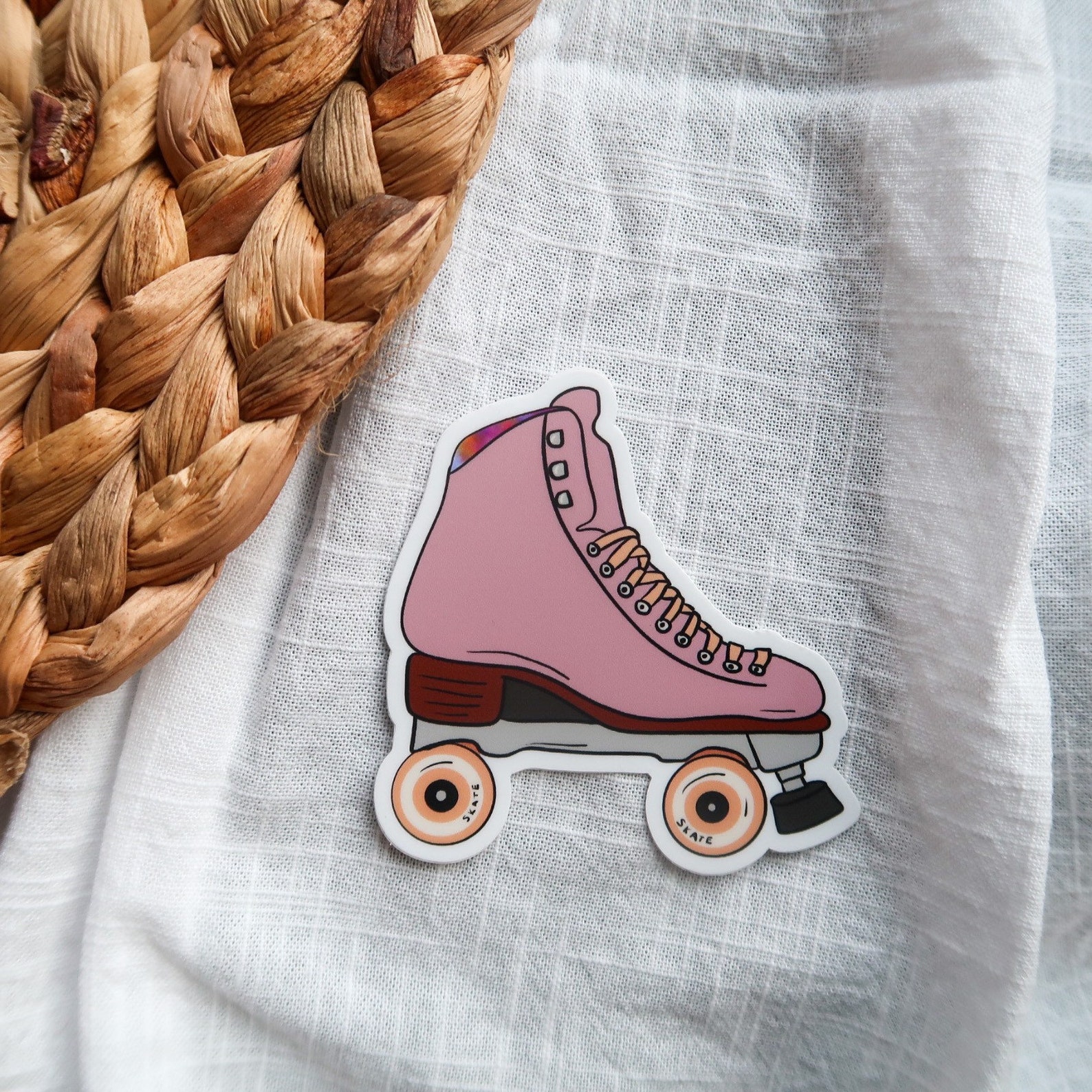 Vintage Roller Skate Vinyl Sticker Featuring Retro Pink Skate. Etsy