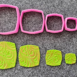 Clay Cutter # 100 &quot;curved&quot; square cutter for polymer clay earrings bracelet