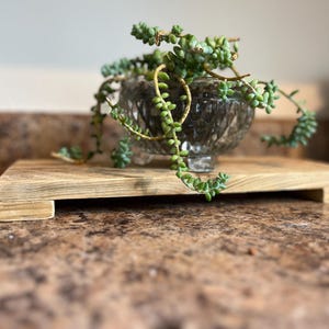 Rustic wooden counter top tray, bathroom tray, trivet riser
