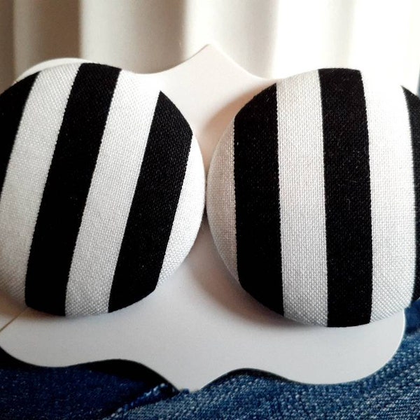 Oversized button earrings EXTRA LARGE...Stripes