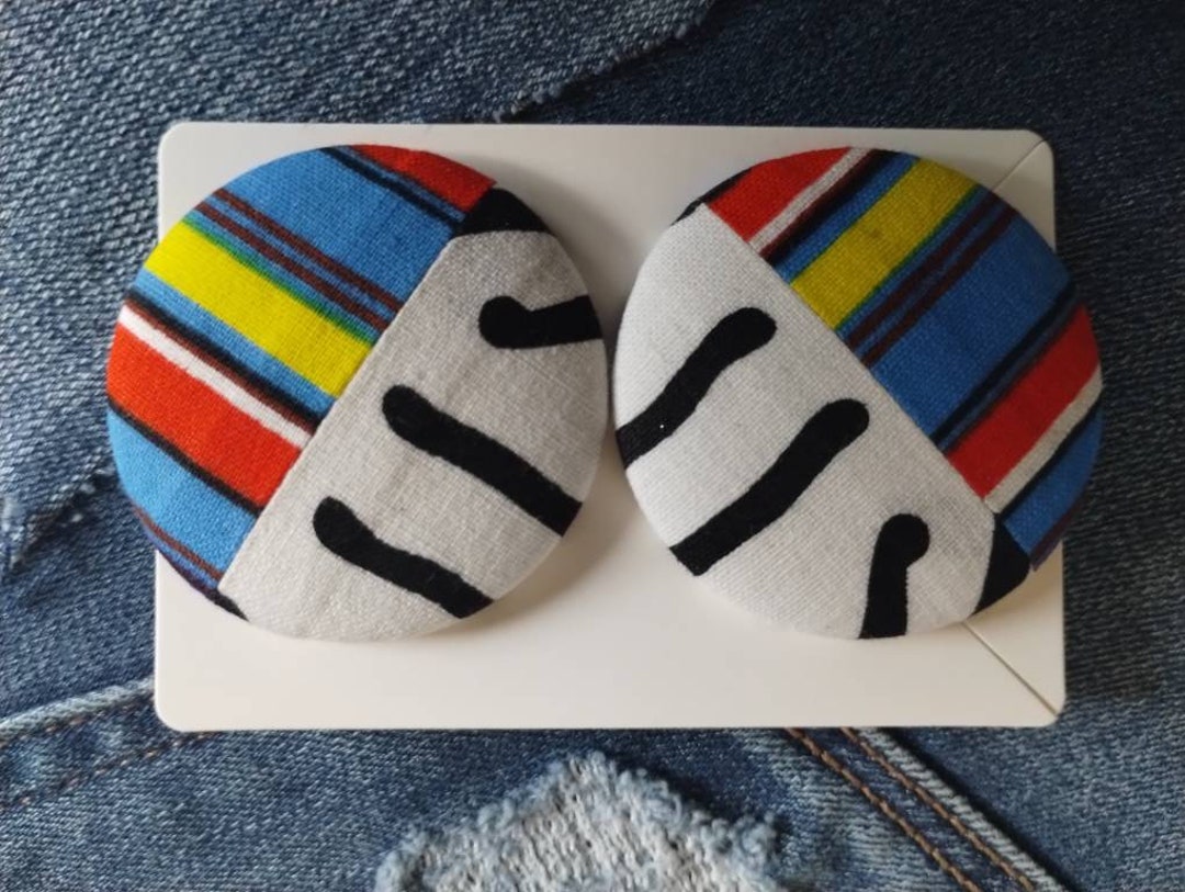 Oversized Fabric Button Earrings EXTRA LARGE..... African Print Etsy