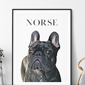Aangepaste Franse Bulldog Portret, Ingelijste Frenchie Bulldog Portret, Digitale Frenchie Art Aangepaste Frenchie Foto, Aangepaste Frankrijk Bulldog Poster