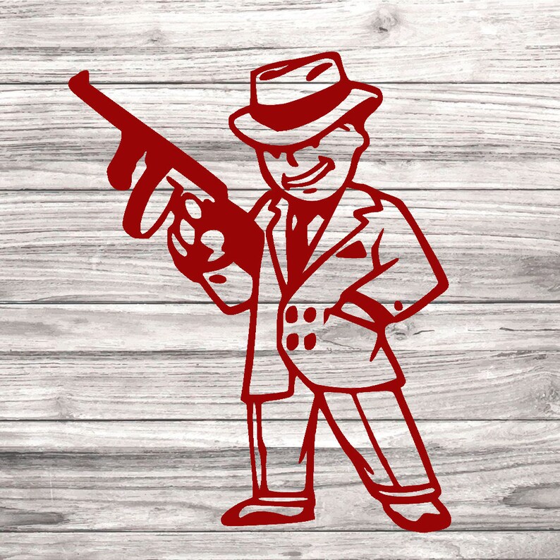 4.75x6 or 6.5x8 or 8x10 Fallout 4 Sticker Vault Boy w Tommy Gun Vinyl Vehicle Laptop Decal Sticker Many Colors