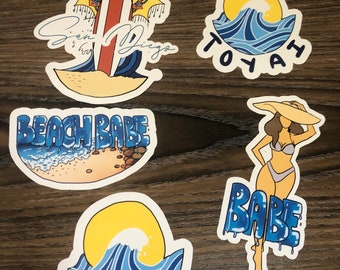 Beach sticker pack and individual stickers