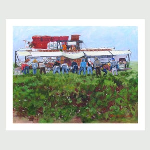 8x10 PRINT &quot;Harvesting Radicchio&quot;, by Rhett Regina Owings,  from an original oil painting, Salinas Valley, California, signed