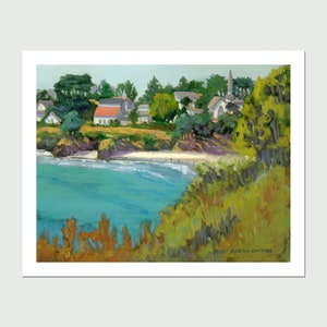 8x10 PRINT &quot;Coastal Village&quot; , by Rhett Regina Owings, signed art print from an original oil painting, Mendocino, California