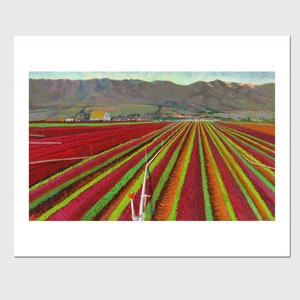 8x10 PRINT "Spring Mix Lettuce Fields", by Rhett Regina Owings, from an original pastel painting, Salinas, California, farm, signed