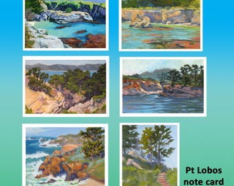 POINT LOBOS 6 note card set from original paintings by Rhett R Owings, California coast, seascapes, Whalers Cove, China Cove, ocean, art