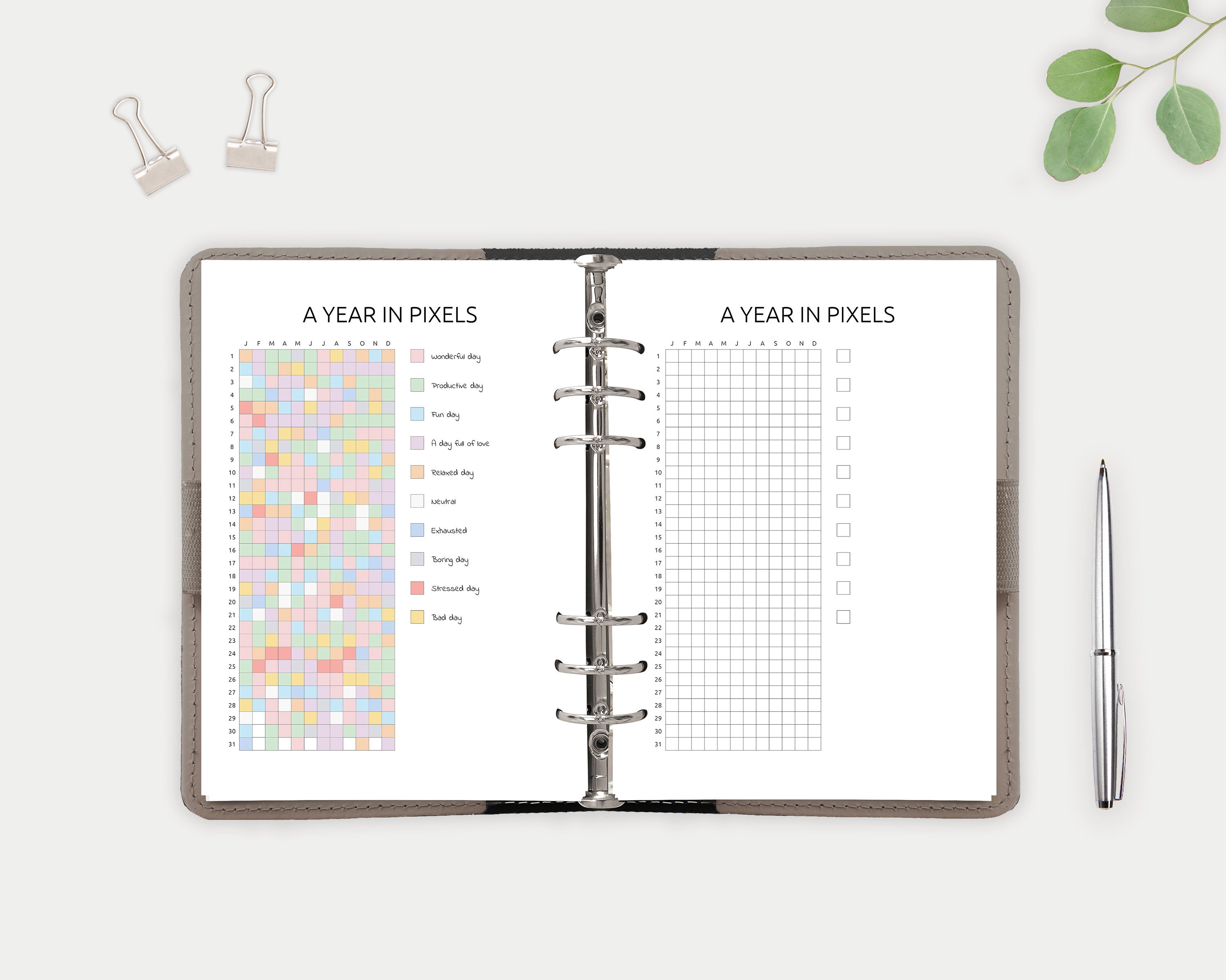 A Year in Pixels Printable Yearly Mood Tracker Year in Pixels Template ...