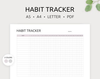 Habit Tracker Printable | Monthly Habit Tracker | Routine Tracker | Habit Tracker Template | A5, A4 & Letter | PDF | Instant Download