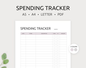 Spending Tracker Printable | Spending Log | Expense Tracker | Finance Planner | Expense Log | A4, A5, Letter | PDF | Instant Download