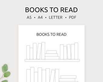 Books To Read Printable | Bookshelf Printable | Bookshelf Reading Log | Book List | Book Tracker | A5, A4 & Letter | PDF | Instant Download