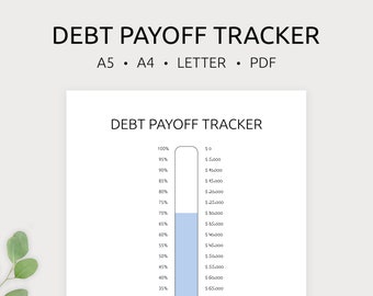 Debt Payoff Tracker Printable | Debt Thermometer | Debt Payment Tracker | Debt Free Tracker | A4, A5 & Letter | PDF | Instant Download