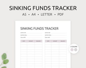 Sinking Funds Tracker Printable | Savings Tracker Template | Savings Log | Savings Planner | A4, A5 & Letter | PDF | Instant Download