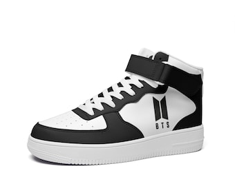 BTS Logo High Top Leder Sneakers - Schwarz