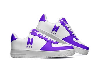 BTS Unisex Low Top Leather Sneakers - Purple BTS shoes