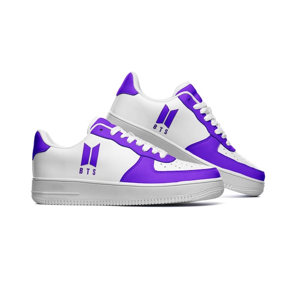 BTS Unisex Low Top Leather Sneakers - Purple BTS shoes