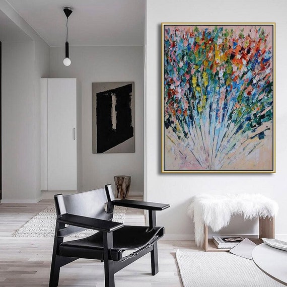 green and white shades classic /& modern home d\u00e9cor brown Abstract art in black Extra large canvas PRINT of painting Grand gesture