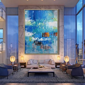 Grande pittura astratta originale, arte murale moderna astratta su tela, opera d&#39;arte astratta dipinta a mano, pittura astratta strutturata extra large