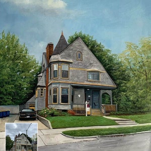 Custom House Painting, Hand Painted House Oil Painting, Personalized Hose Portrait from Photos, Landscape painting, Landscape Portrait