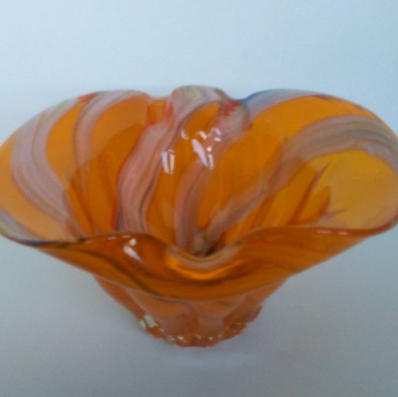 AMAZING Vintage Murano Italy Hand-Blown Glass Ashtray Collectible Art Glass Display Piece Work of Art Swirls of Glass Colors Unique Gorgeous