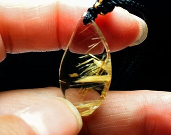 Natural Gold Rutilated Crystal Quartz  Pendant 1.02 inch Healing Reiki Energy Spiritual#20260325