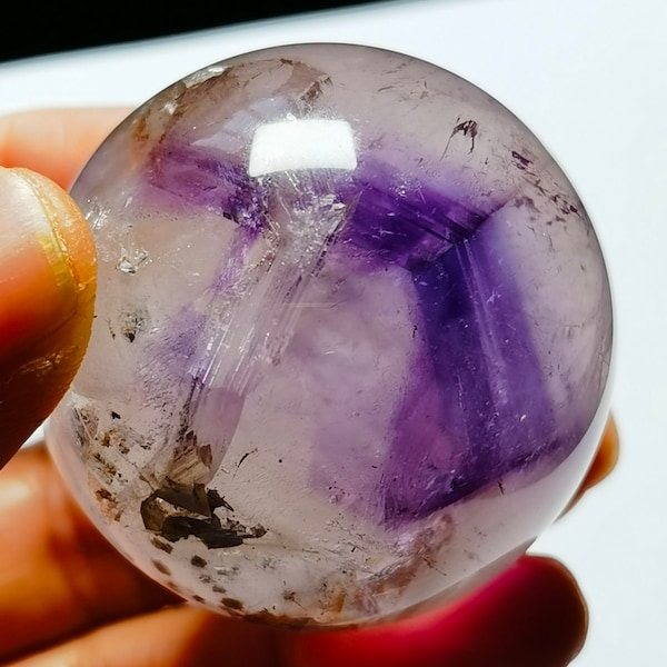 Améthyste transparente naturelle cristal violet boule de quartz sphère orbe gemme 1,53 pouce maître de guérison énergie Reiki spirituelle #20240423