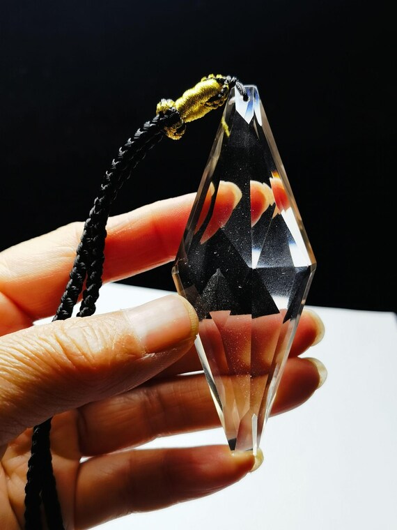 Rare Natural Water Clear Faceted Phantom Crystal Quartz Pendant inch  Healing Reiki Energy Spiritual#20250402