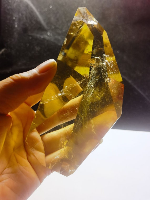 Clear 6 Sided Yellow Citrine Crystal Quartz Point 4.72''healing