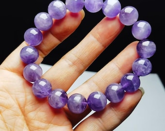 Pulseira de Quartzo com Cristal de Ametista Roxa Natural do Tibete, Altitudes Elevadas, 11 mm, para Cura Energética Reiki e Espiritualidade #20260409#02