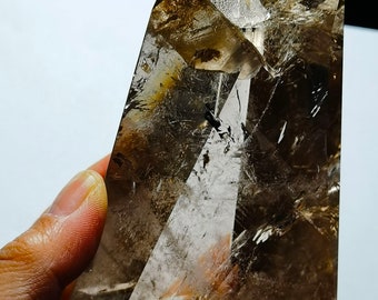 Natural Water Clear Smoky Yellow Citrine Crystal Manifestors Quartz 4.05 inch Healing Reiki Energy Spiritual#20240329