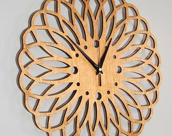 Mandala Wall Clock, Unique Wall Hanging, Farm house, Yoga Wall Clock, Yoga Wall Décor, Minimalist Wall Clock, Wood Clock, Wooden Wall Clock