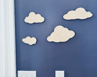 Nursery Wall Clouds, Baby Room, Kids Room, Wooden Clouds, Bedroom Decor, Wood Cut Outs, Nursery Decor, Kids Room Decor, Set of Clouds