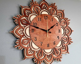 Mandala Wall Clock Wall Hanging Unique Farmhouse French Country, Gift for mom, Mothers day