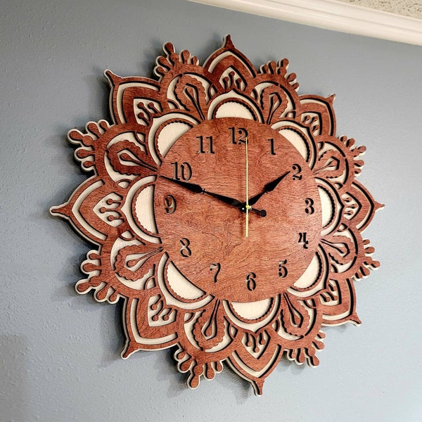 Horloge murale mandala, suspension murale, ferme, campagne française, cadeau pour maman, cadeau fête des mères,