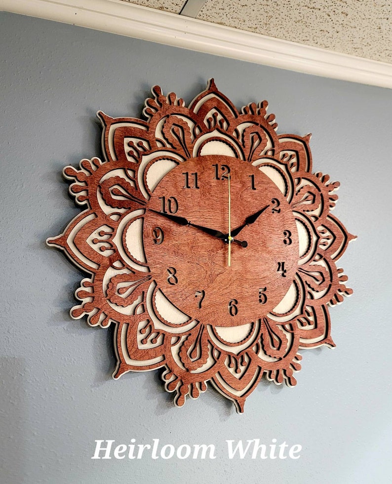 Mandala Wall Clock Wall Hanging Unique Farmhouse French Country, Gift for mom, Mothers day image 3