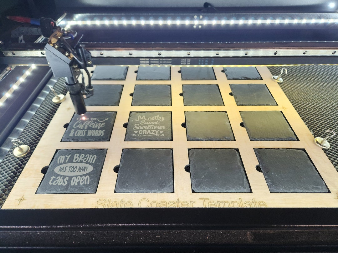 4 Inch Slate Coaster Jig, 4 Templates Included, Alignment for Engraving