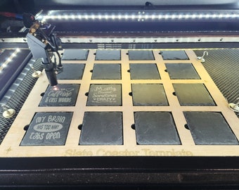 4 inch Slate Coaster Jig, 4 Templates included, Alignment for Engraving Coasters (SVG Template)