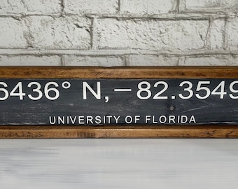 University of Florida Coordinate Sign Rustic Farmhouse Gators Swamp Life