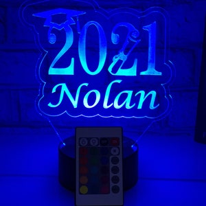 Laser Custom Name Graduation Sign 2021 Graduate with Remote multi color changing lamp Class of 2021 Senior