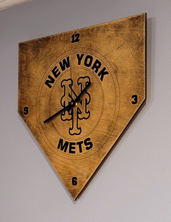 New York Mets Laser Engraved Rustic Home Plate Clock Father s Day