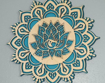 Mandala Wall Hanging Unique Farmhouse French Country Yoga room decor Positive inspirational meditation Lotus Flower Wall Art, Gift for mom